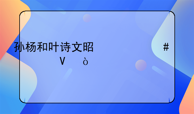 孙杨和叶诗文是什么关系啊？