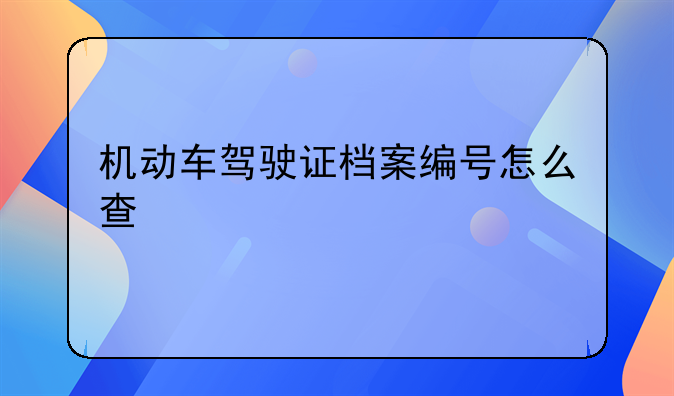 机动车驾驶证档案编号怎么查