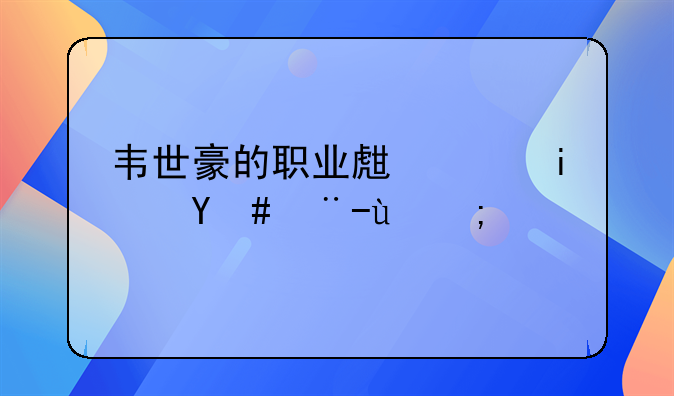 韦世豪的职业生涯是怎样的？