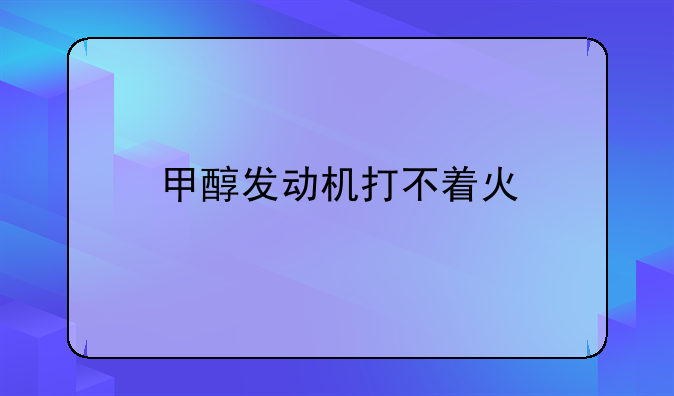 甲醇发动机打不着火