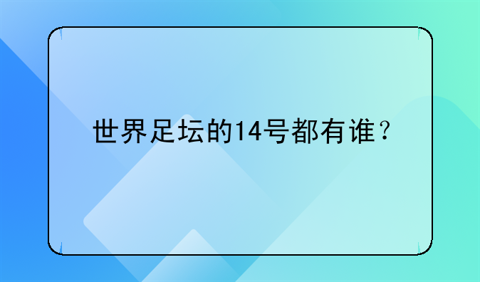 世界足坛的14号都有谁？