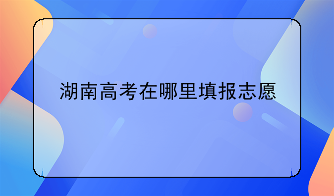 湖南高考在哪里填报志愿