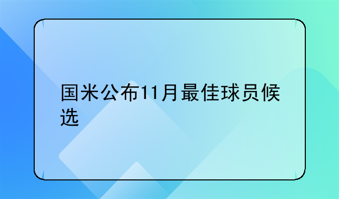 国米公布11月最佳球员候选
