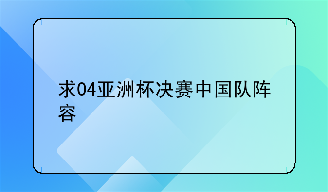 求04亚洲杯决赛中国队阵容