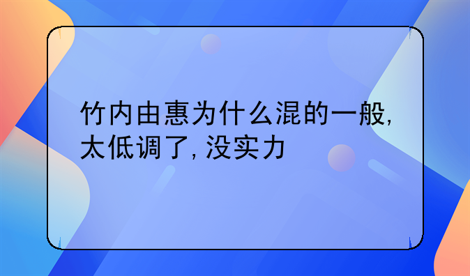 竹内由惠为什么混的一般,太低调了,没实力