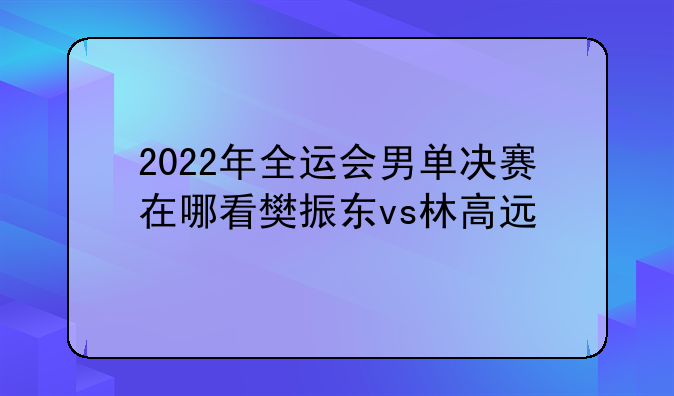 2022年全运会男单决赛在哪看樊振东vs林高远