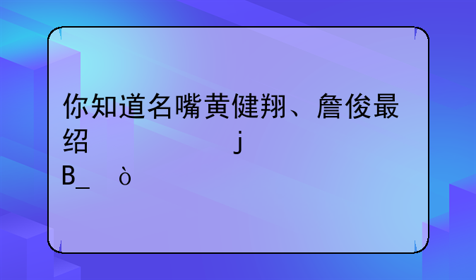 你知道名嘴黄健翔、詹俊最经典的解说吗？