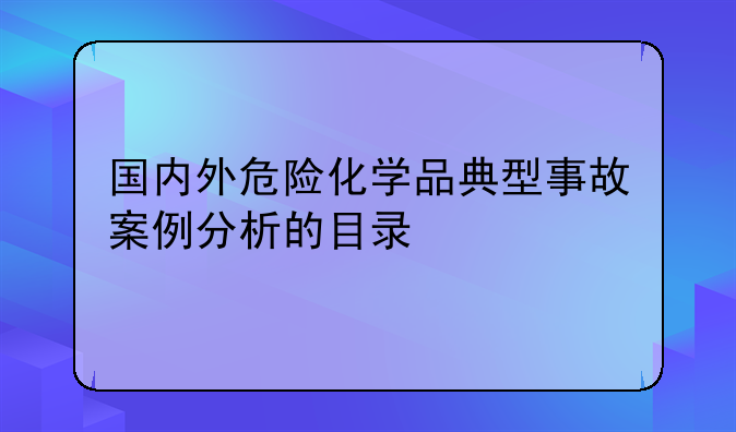 国内外危险化学品典型事故案例分析的目录