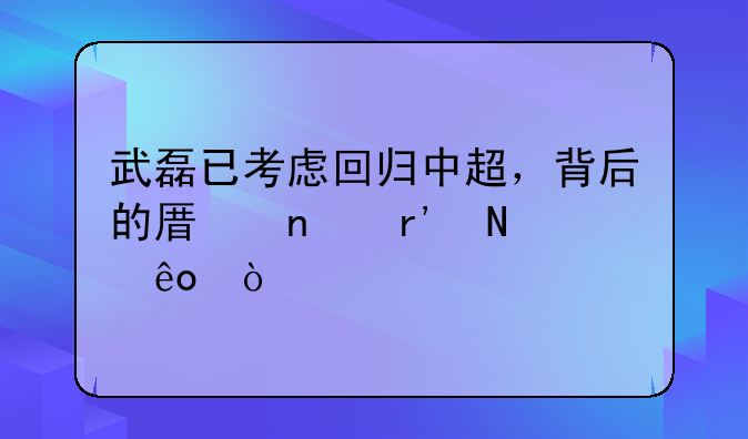 武磊已考虑回归中超，背后的原因有哪些？