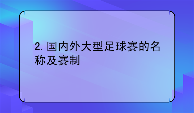 2.国内外大型足球赛的名称及赛制