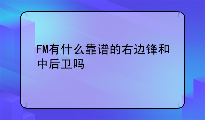 FM有什么靠谱的右边锋和中后卫吗