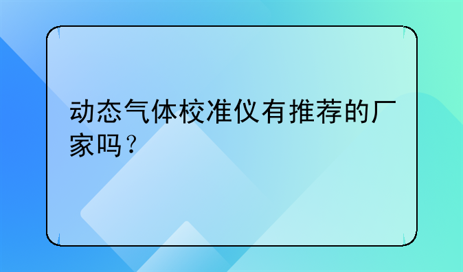 动态气体校准仪有推荐的厂家吗？