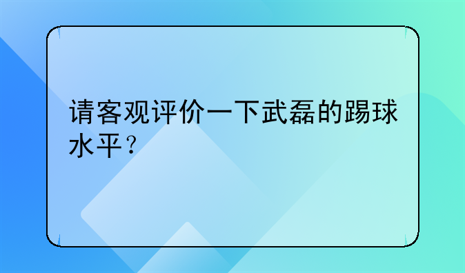 请客观评价一下武磊的踢球水平？
