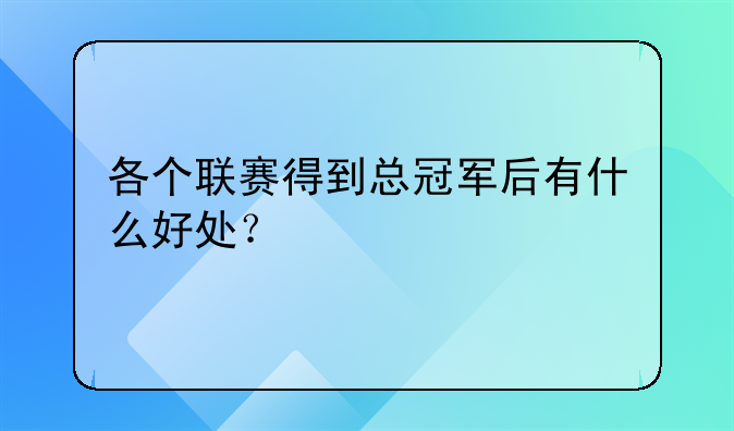 各个联赛得到总冠军后有什么好处？