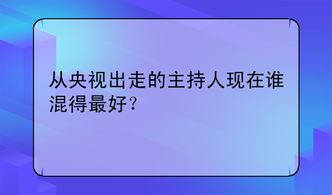 从央视出走的主持人现在谁混得最好？