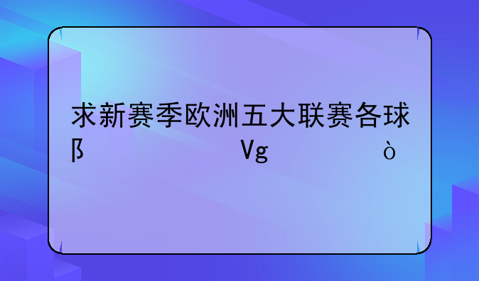求新赛季欧洲五大联赛各球队主教练？