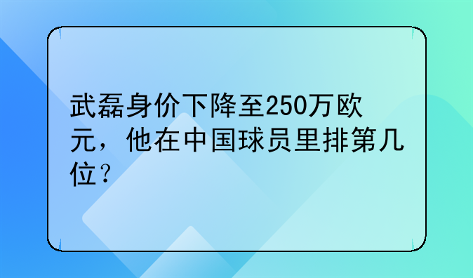 武磊身价下降至250万欧元，他在中国球员里排第几位？