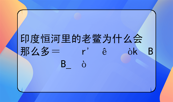 印度恒河里的老鳖为什么会那么多？有人会吃它吗？