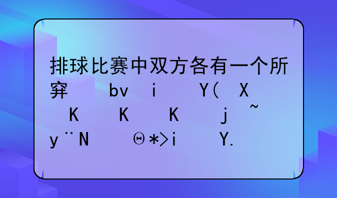 排球比赛中双方各有一个所穿队服和别人不一样的，那是为什么？
