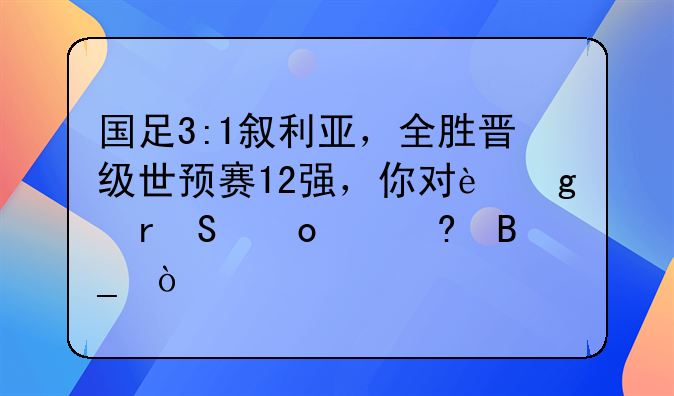 国足3:1叙利亚，全胜晋级世预赛12强，你对这场比赛满意吗？