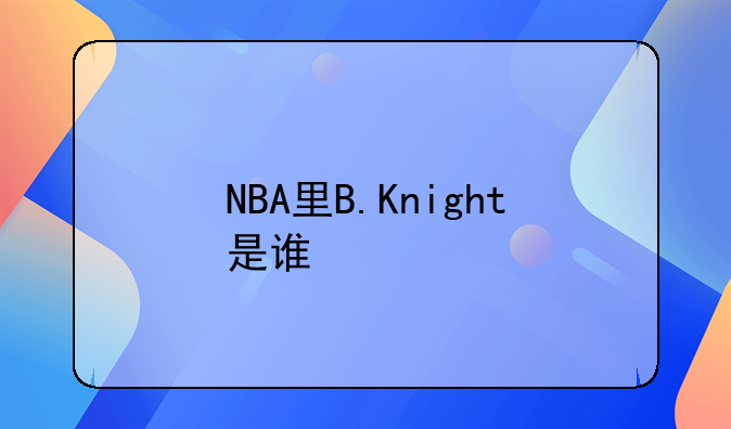 NBA里B.Knight是谁