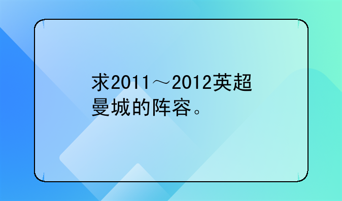 求2011～2012英超曼城的阵容。