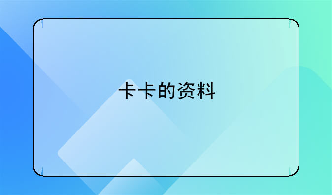 卡卡的资料